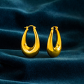 Teardrop Dome Hoop Earrings 925 Sterling Silver Yellow Plated