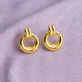Chunky Round Drop Earrings 925 Sterling Silver Yellow Plated