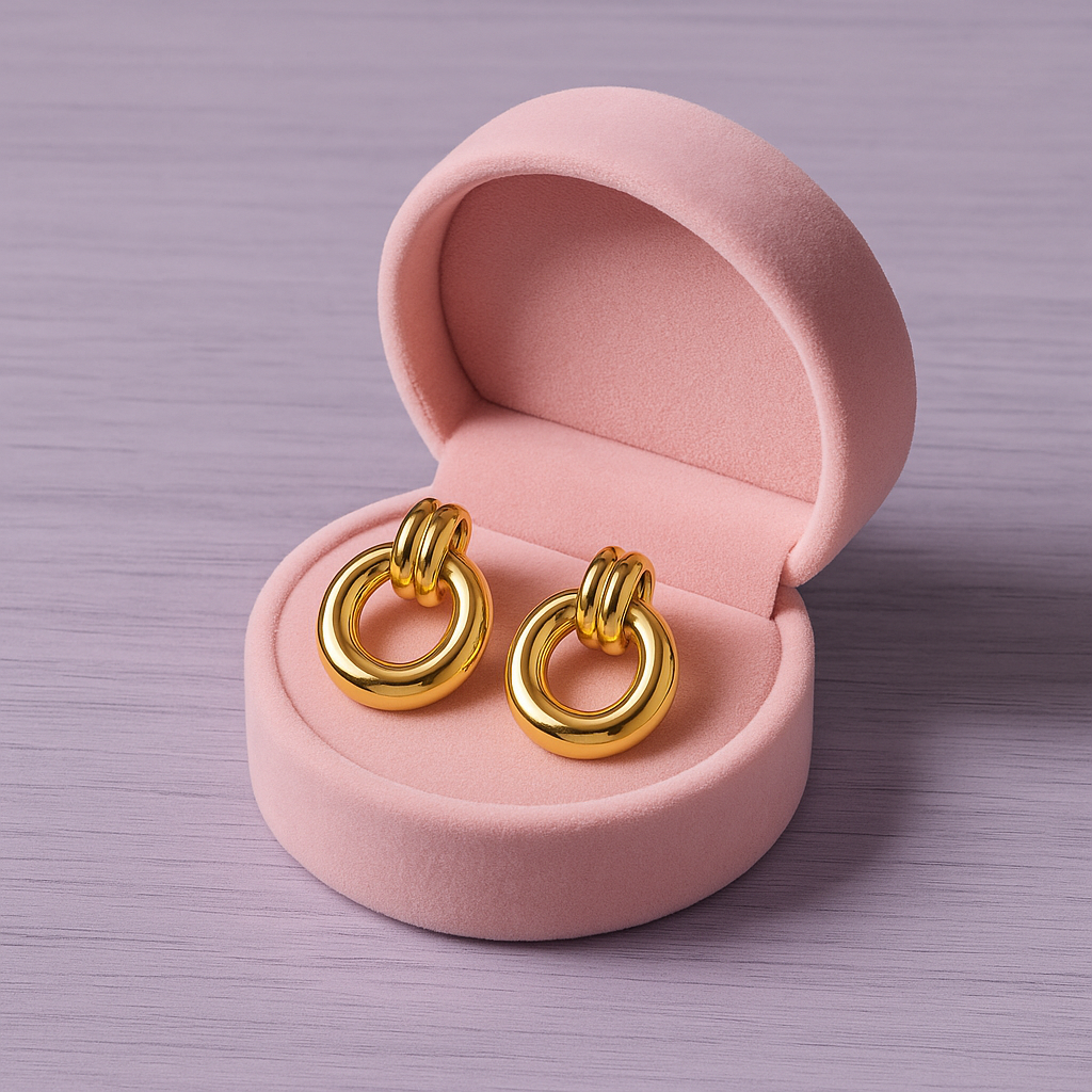 Chunky Round Drop Earrings 925 Sterling Silver Yellow Plated