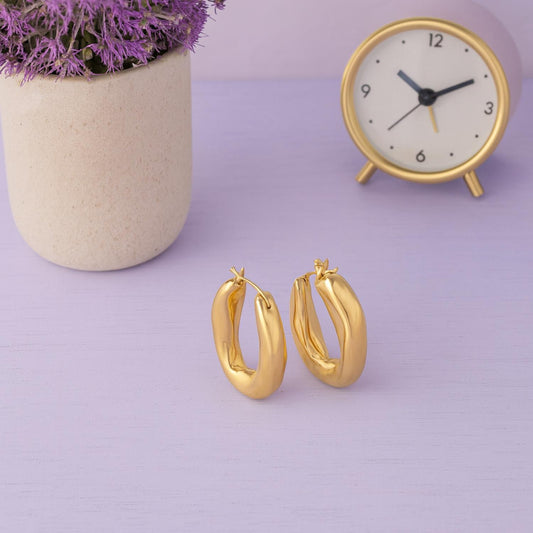 Statement Twisted Oval Hoop Earrings – 925 Sterling Silver