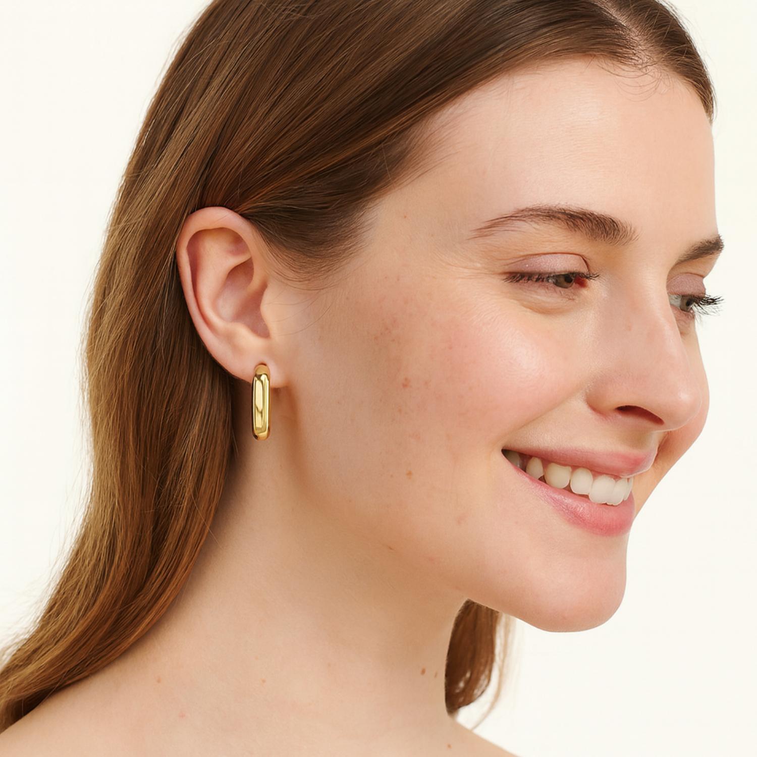 Statement Twisted Oval Hoop Earrings 925 Sterling Silver Gold Plated