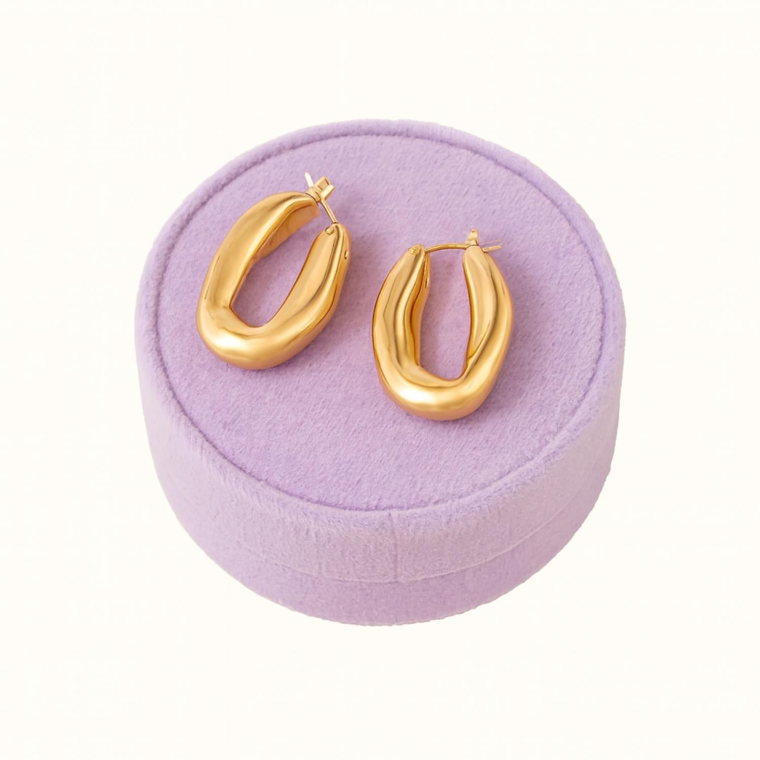 Statement Twisted Oval Hoop Earrings 925 Sterling Silver Gold Plated