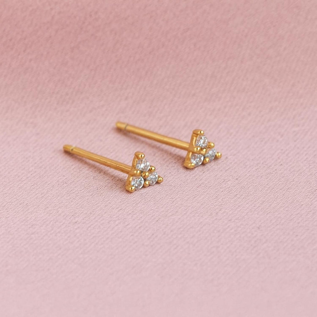 Minimalist Gold Triangle Stud Earrings 925 Sterling Silver Gold Plated