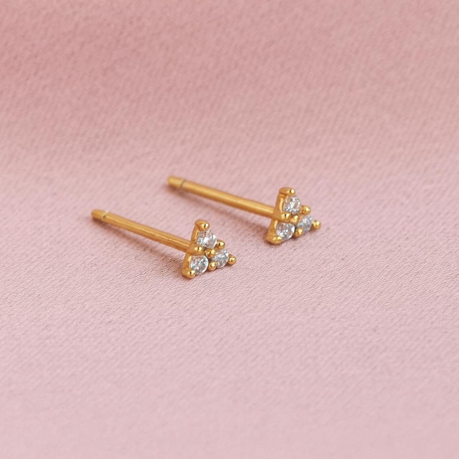 Minimalist Gold Triangle Stud Earrings 925 Sterling Silver Gold Plated