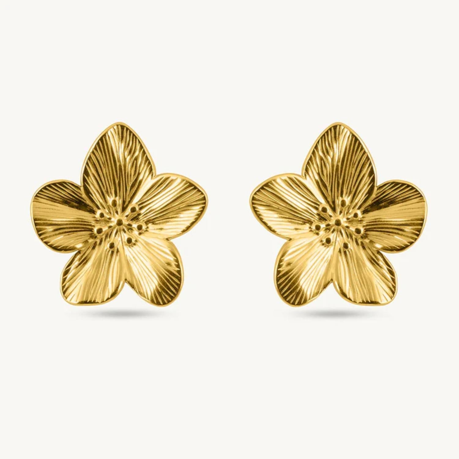 Floral Stud Earrings 925 Sterling Silver Yellow Plated