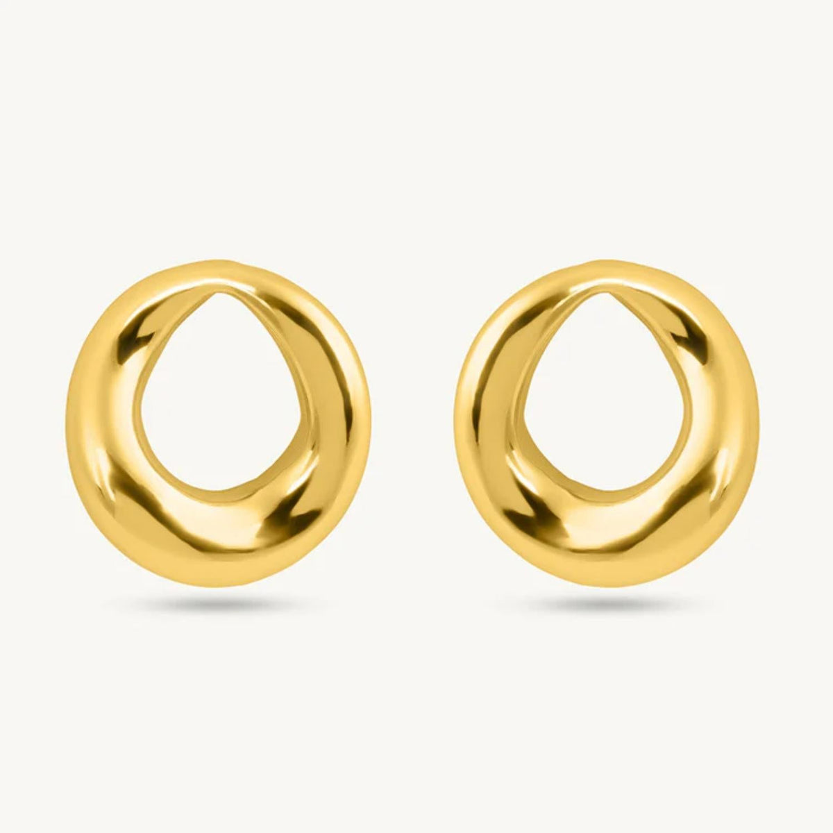 Organic Open Circle Stud Earrings – 925 Sterling Silver