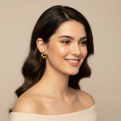 Organic Open Circle Stud Earrings – 925 Sterling Silver