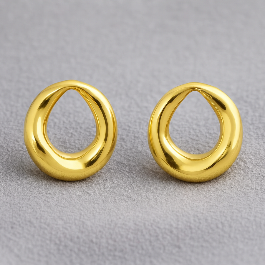 Organic Open Circle Stud Earrings – 925 Sterling Silver