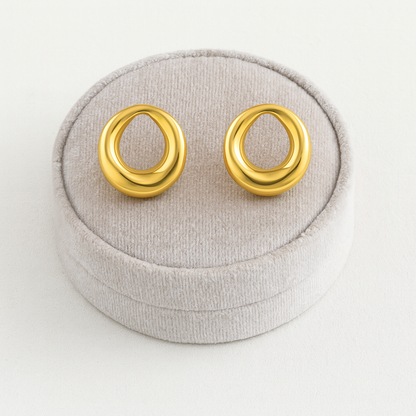 Organic Open Circle Stud Earrings – 925 Sterling Silver