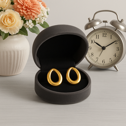 Organic Open Circle Stud Earrings – 925 Sterling Silver