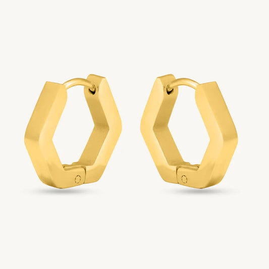 Hexagon Hoop Earrings – 925 Sterling Silver