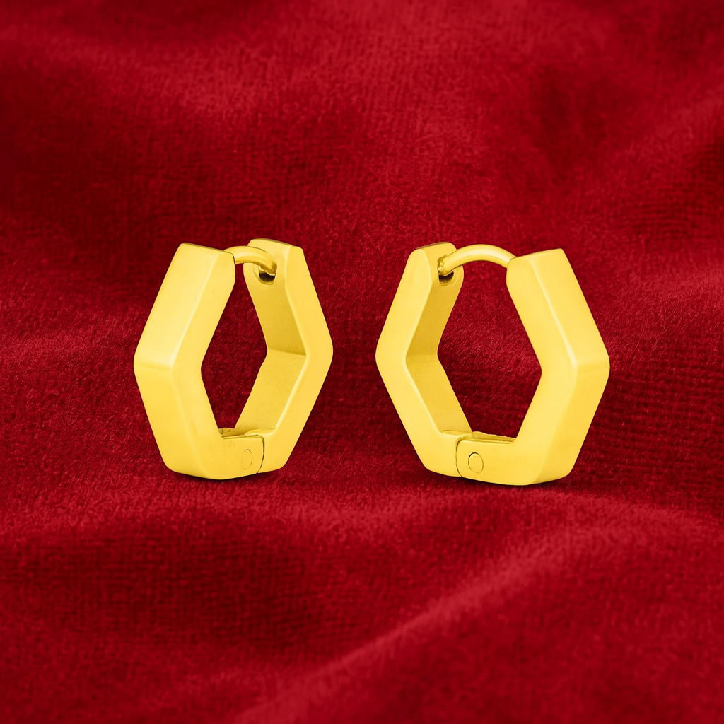 Hexagon Hoop Earrings – 925 Sterling Silver