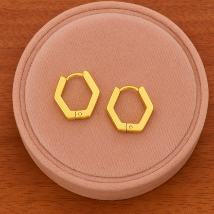 Hexagon Hoop Earrings – 925 Sterling Silver