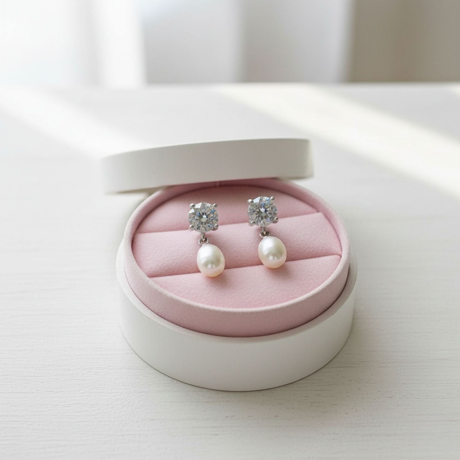 Freshwater Pearl Drops Stud Earrings 925 Sterling Silver