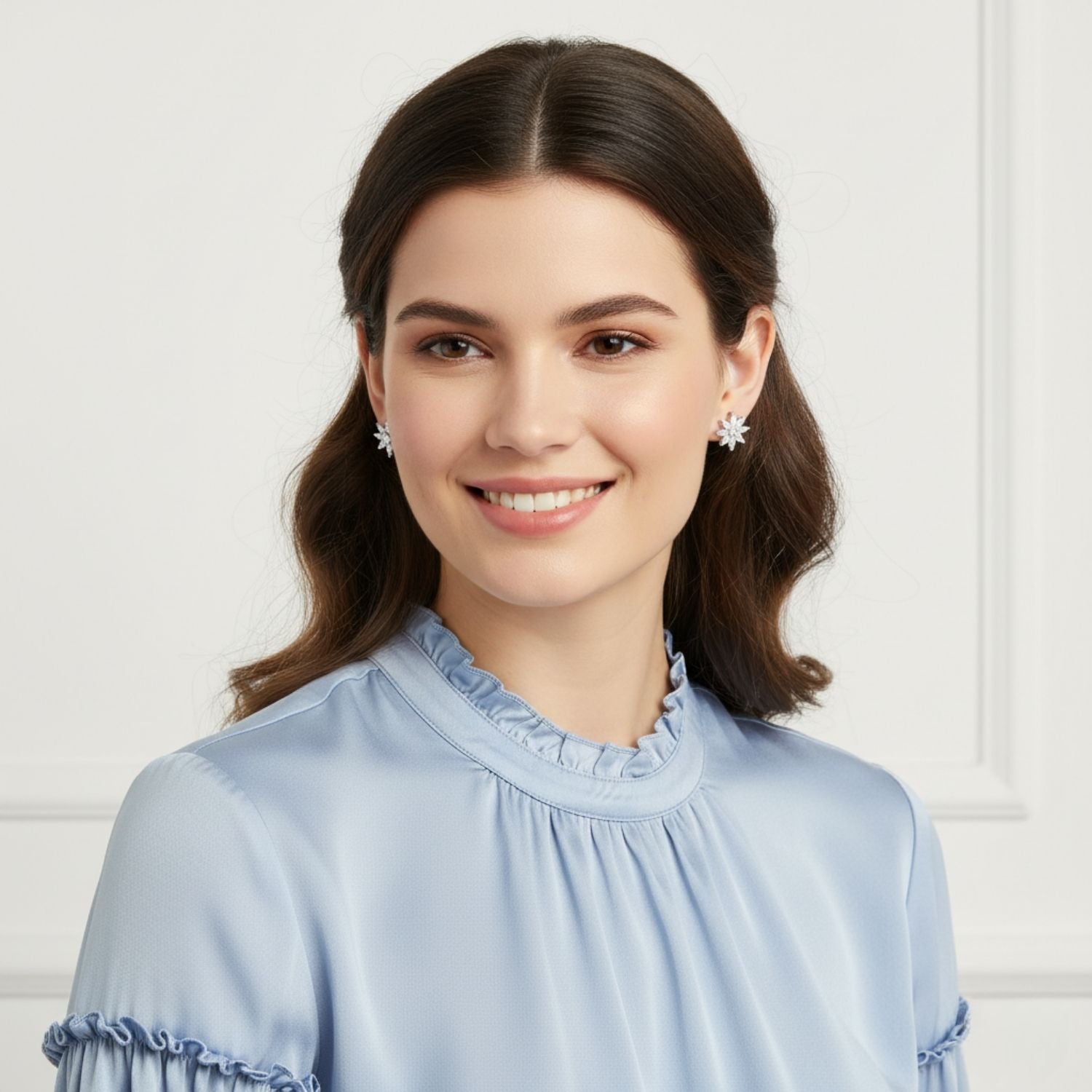 Cluster Snowflake Starburst Stud Earrings 925 Sterling Silver