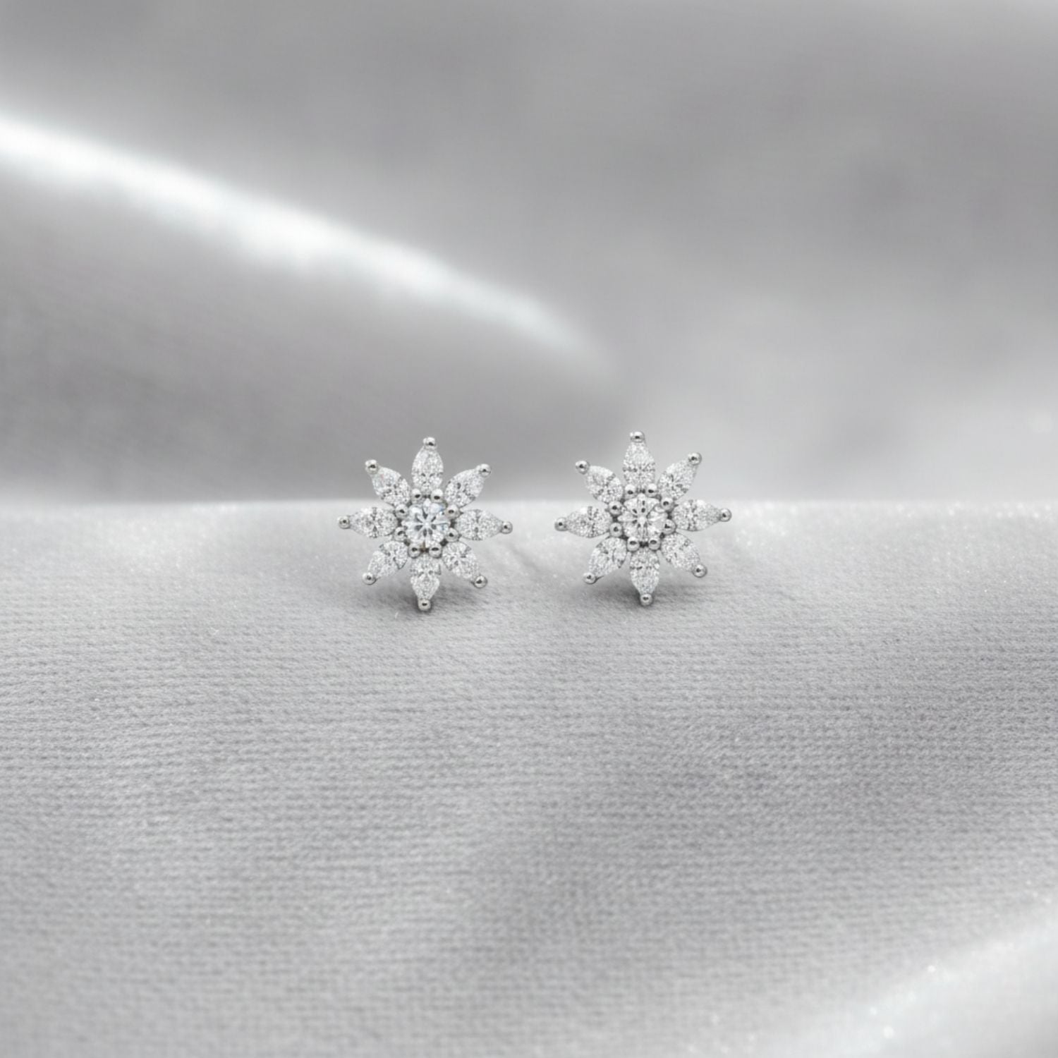 Cluster Snowflake Starburst Stud Earrings 925 Sterling Silver