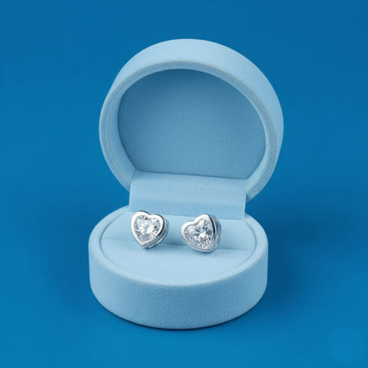 Heart CZ Stud Earrings – 925 Sterling Silver