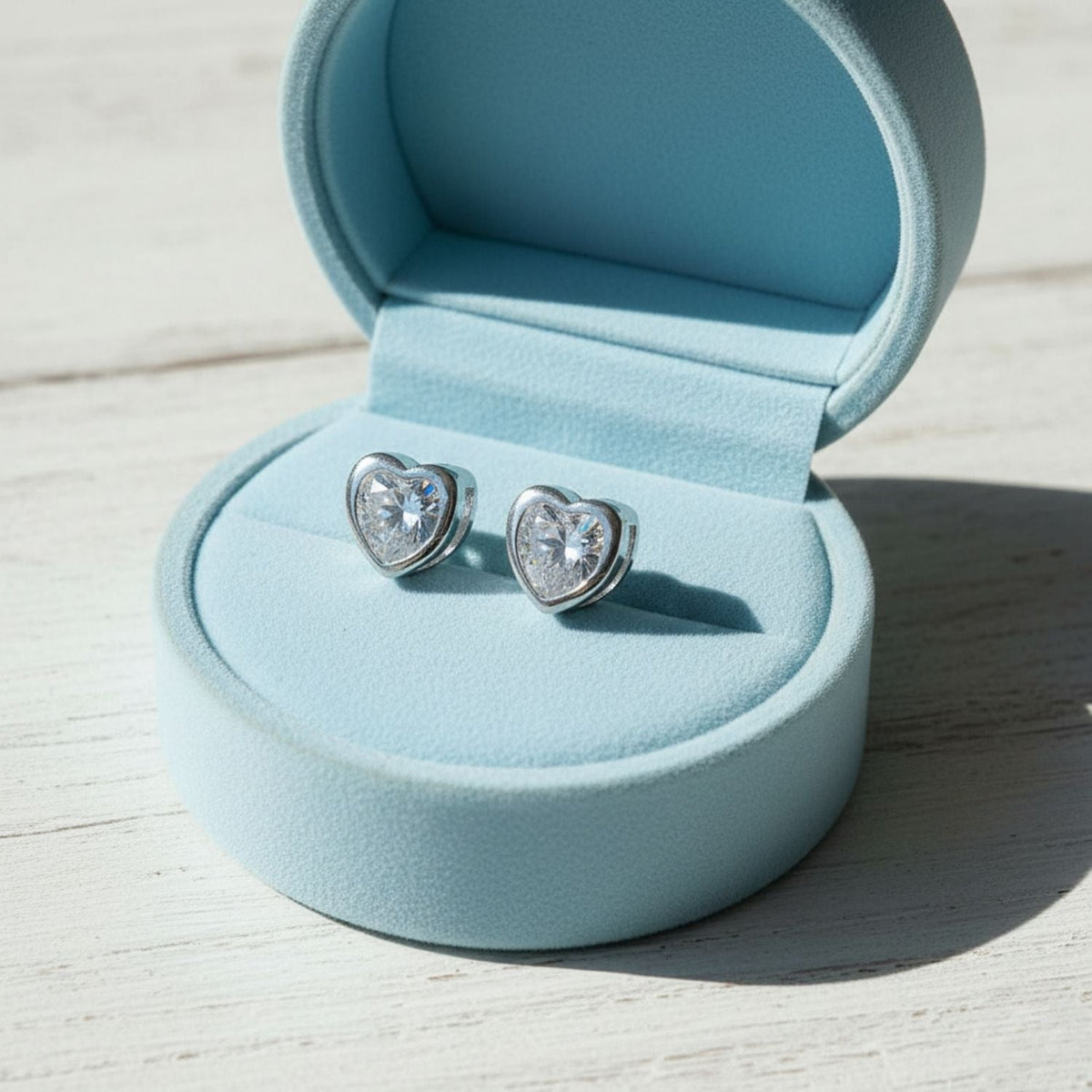 Heart CZ Stud Earrings – 925 Sterling Silver