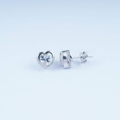 Heart CZ Stud Earrings – 925 Sterling Silver