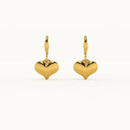 Elegant Heart Drop Dangle Earrings 925 Sterling Silver Yellow Plated
