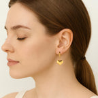 Elegant Heart Drop Dangle Earrings 925 Sterling Silver Yellow Plated