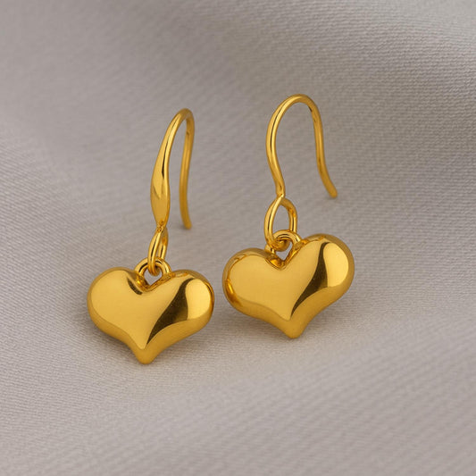 Elegant Heart Drop Hook Earrings – 925 Sterling Silver