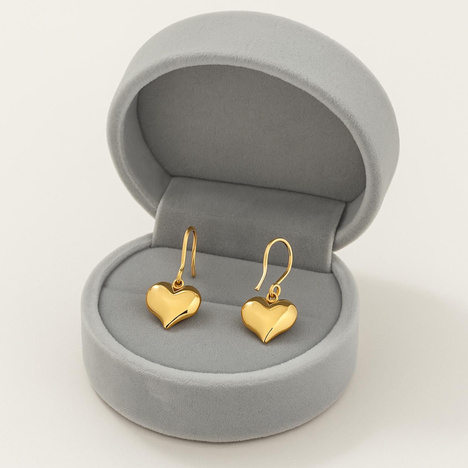 Elegant Heart Drop Dangle Earrings 925 Sterling Silver Yellow Plated