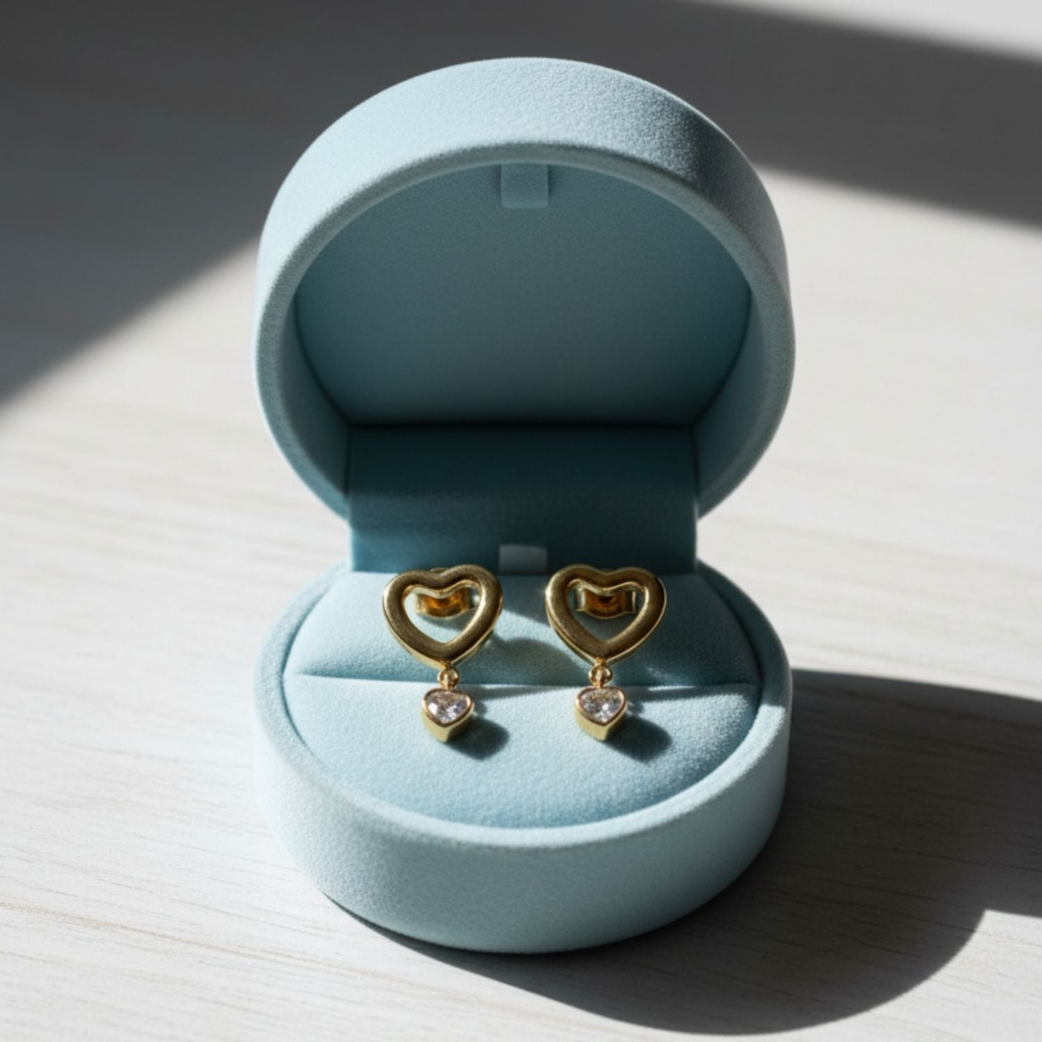 Open Heart Drop Earrings 925 Sterling Silver Yellow Plated