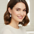 Halo CZ Drop Earrings 925 Sterling Silver
