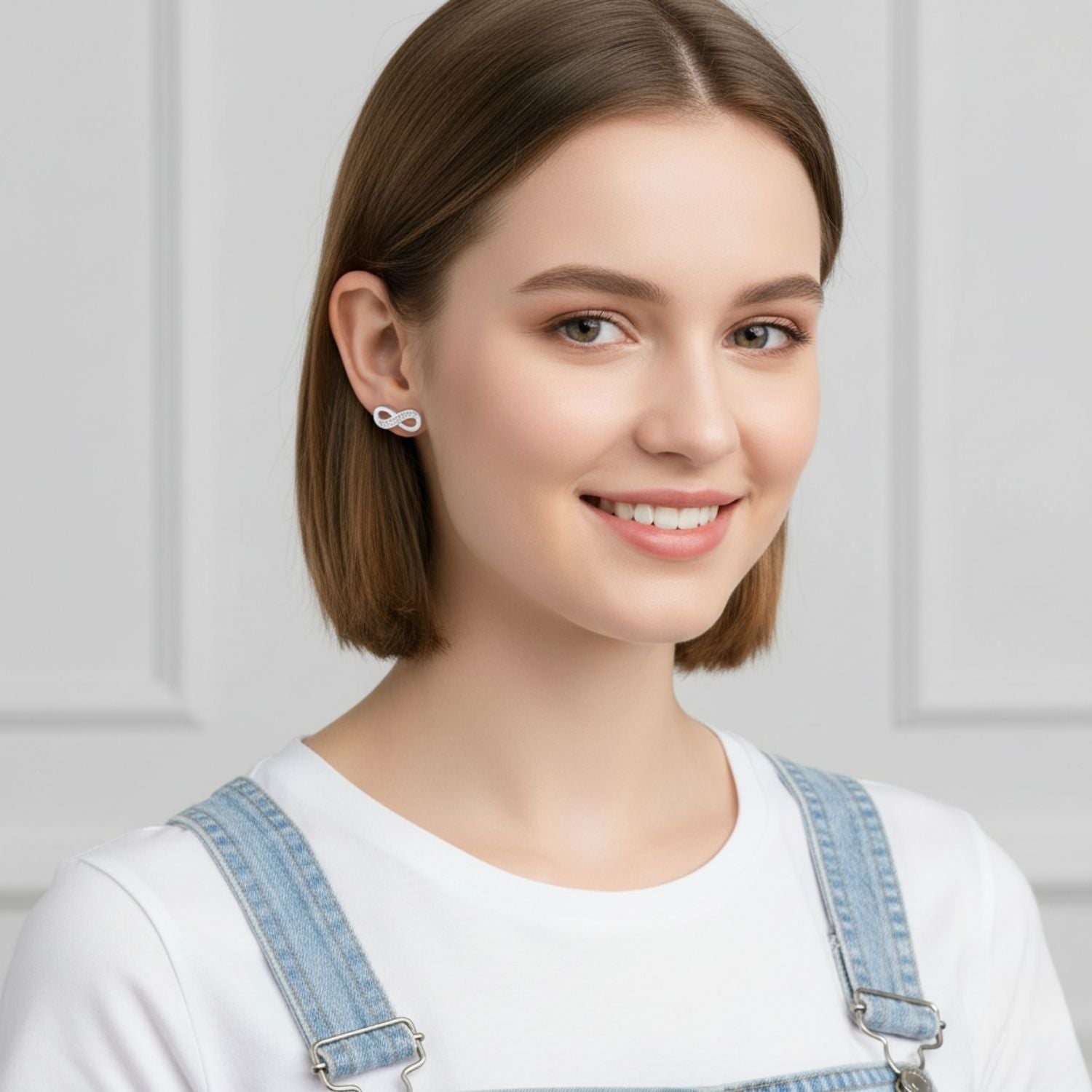 Infinity CZ Stud Earrings 925 Sterling Silver