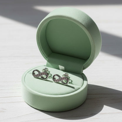 Infinity Pave CZ Stud Earrings – 925 Sterling Silver