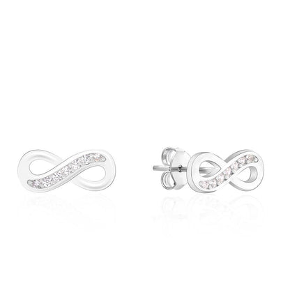Infinity Pave CZ Stud Earrings – 925 Sterling Silver