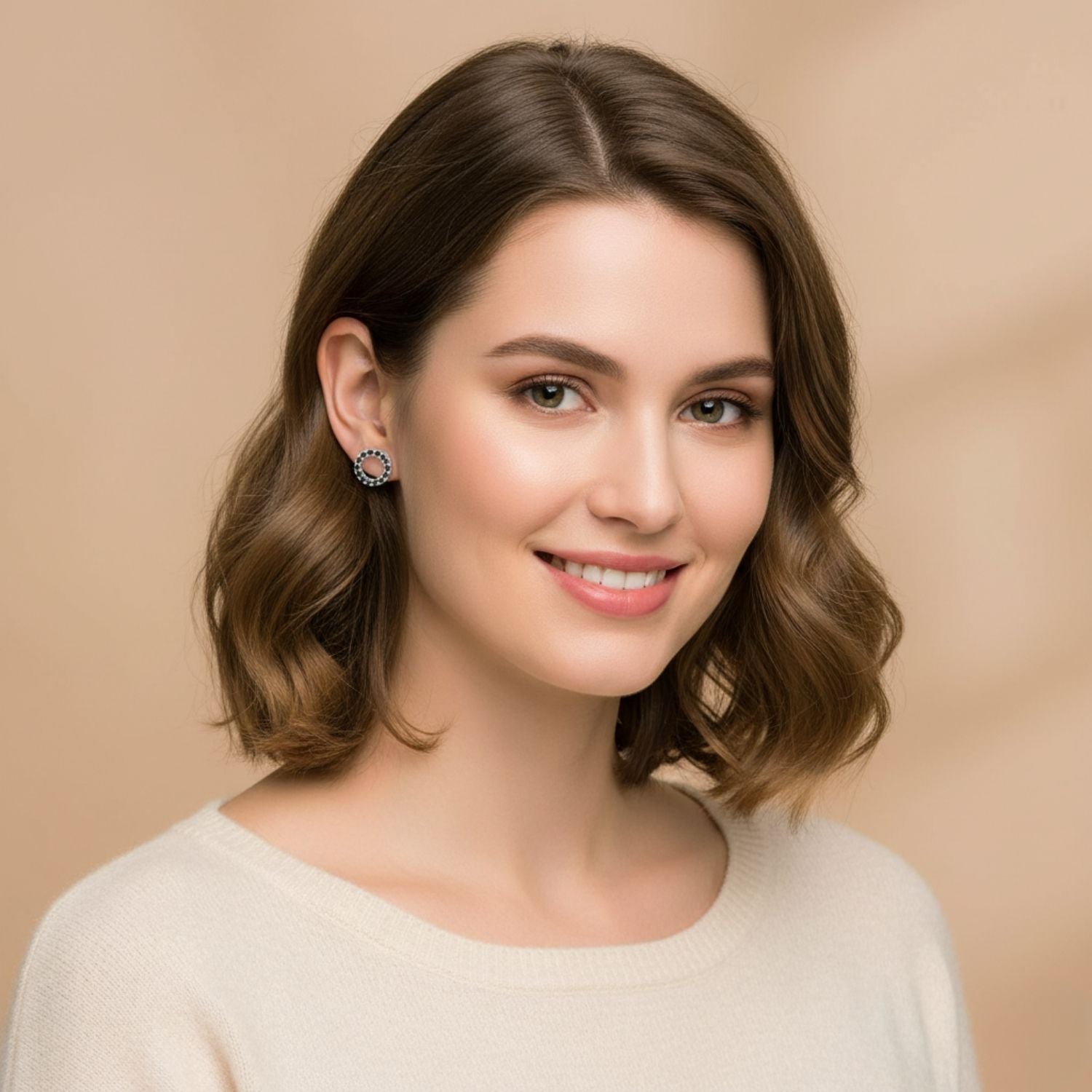 Open Circle Stud Earrings 925 Sterling Silver