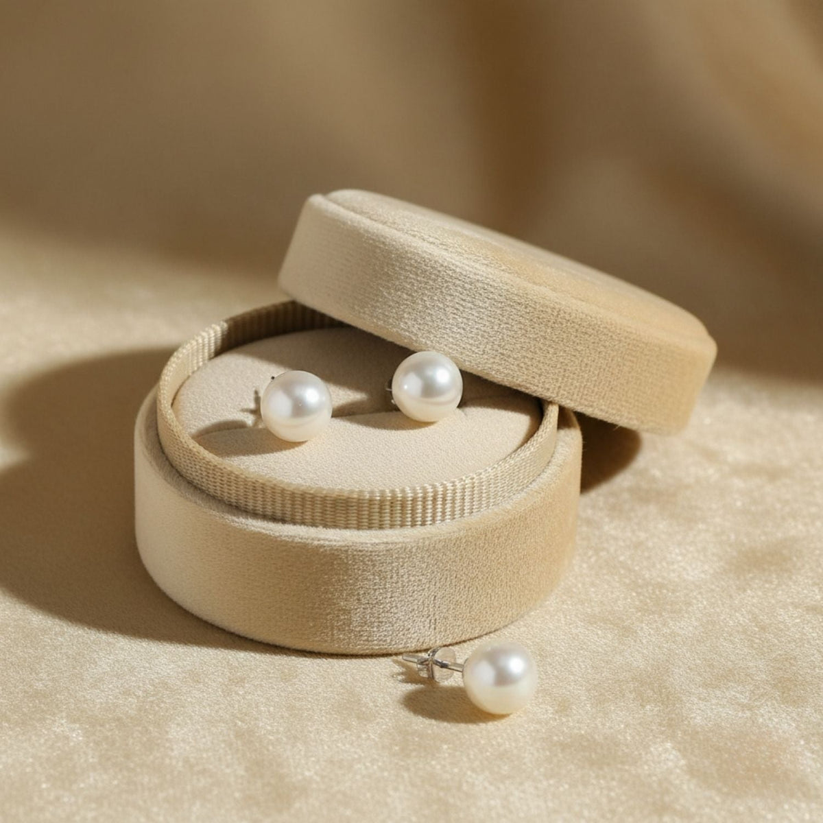 Classic Pearl Stud Earrings – 925 Sterling Silver