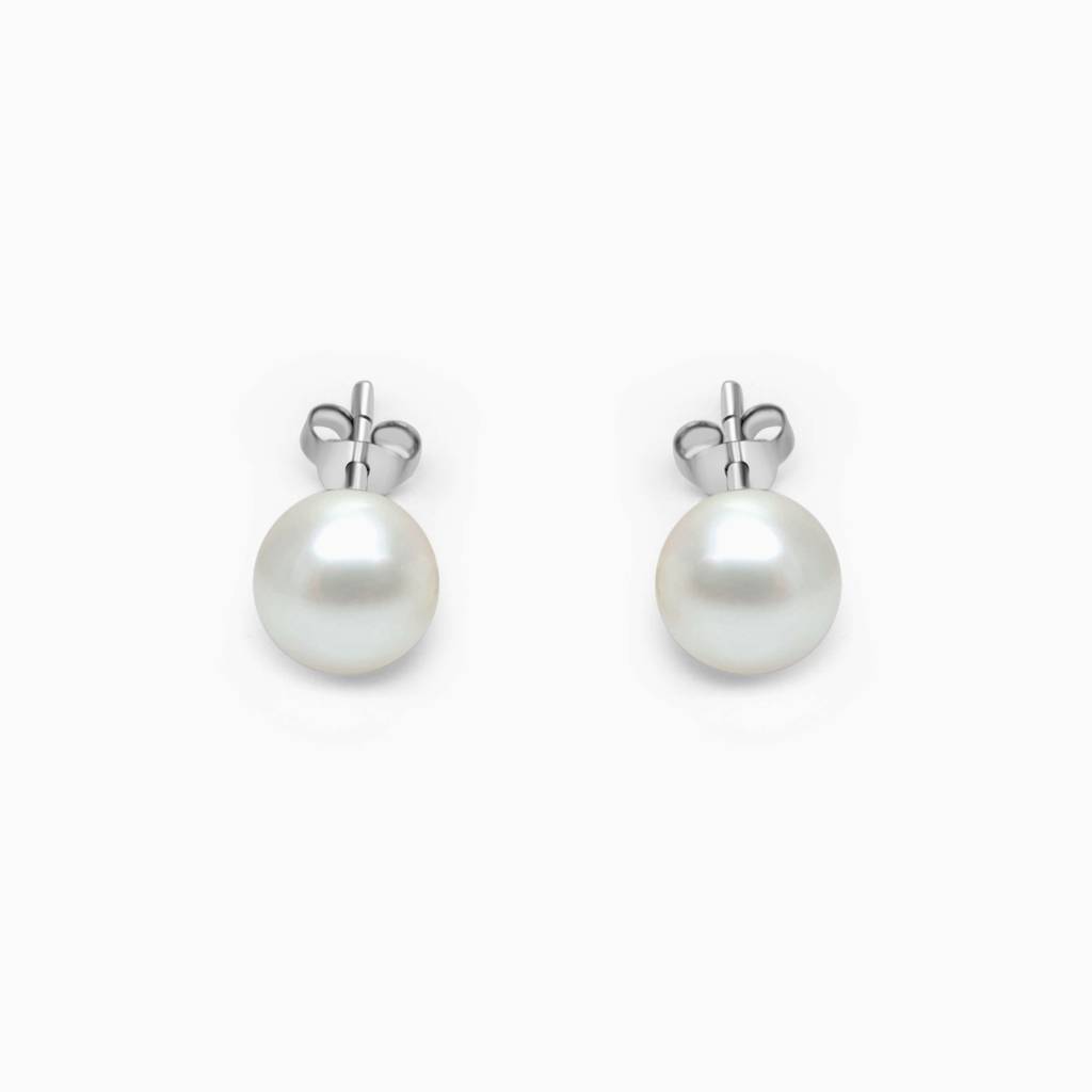 Classic Pearl Stud Earrings – 925 Sterling Silver