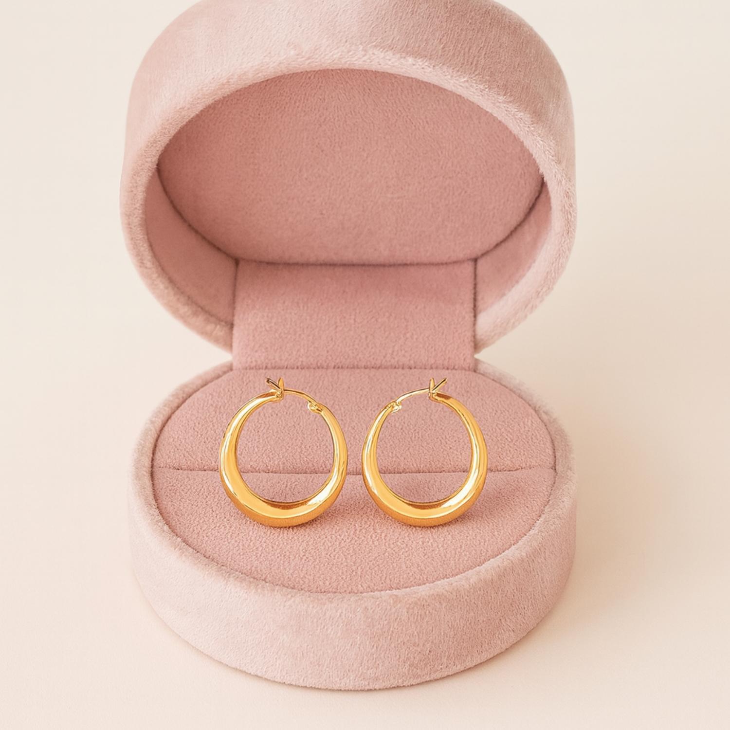 Classic Bold Round Hoop Earrings 925 Sterling Silver Yellow Plated