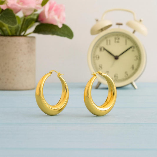Classic Bold Dome Hoop Earrings – 925 Sterling Silver
