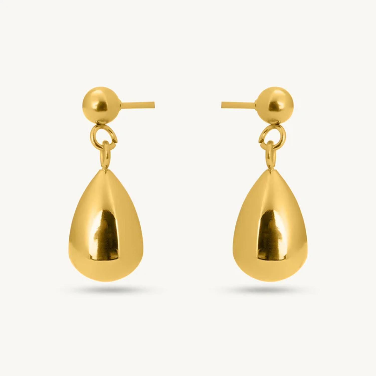 Teardrop Drop Dangle Earrings 925 Sterling Silver Yellow Plated