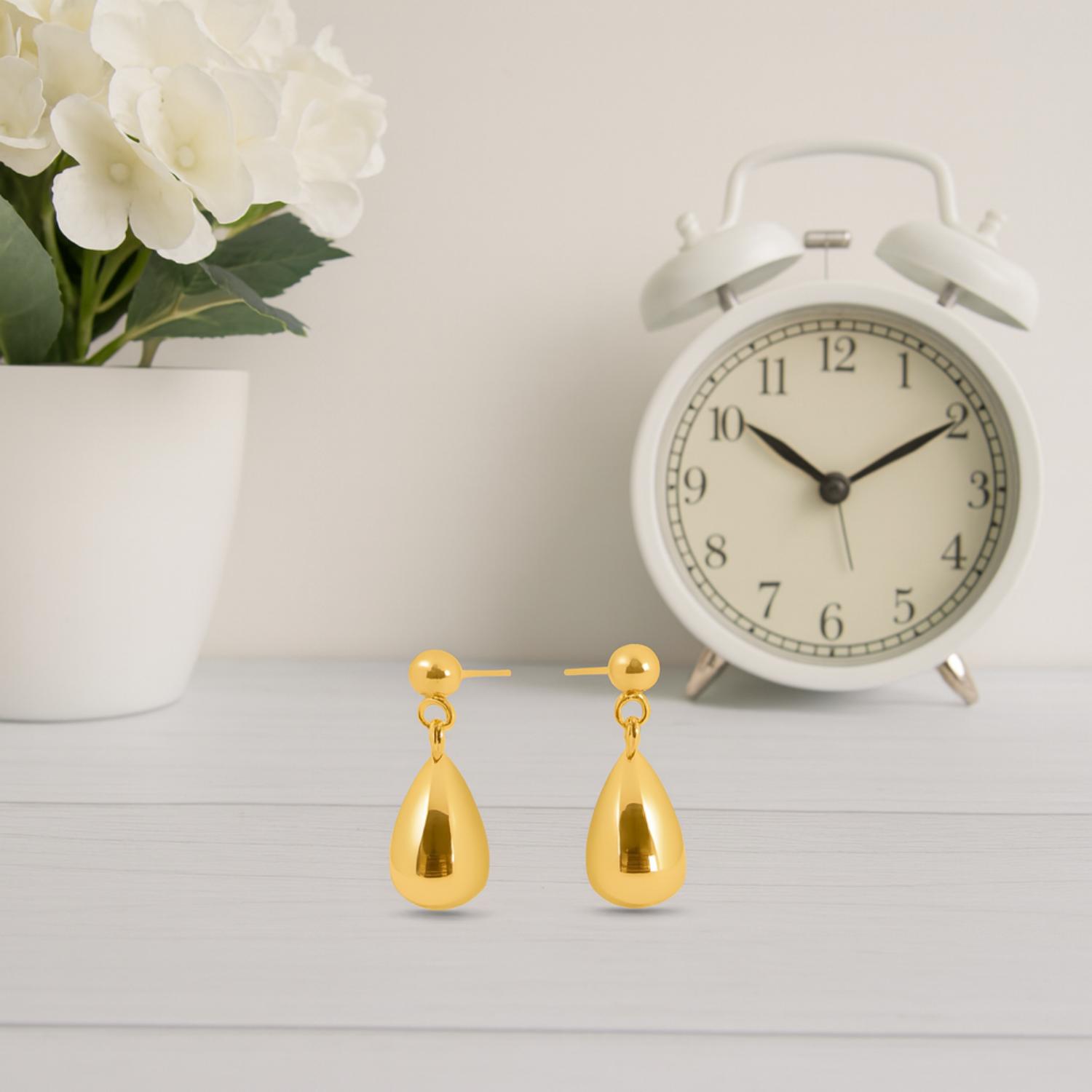 Teardrop Drop Dangle Earrings 925 Sterling Silver Yellow Plated