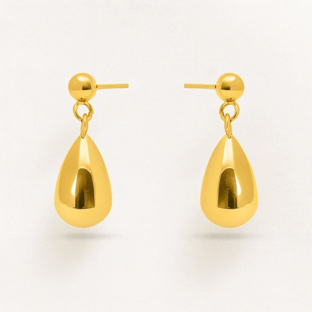 Teardrop Drop Dangle Earrings 925 Sterling Silver Yellow Plated