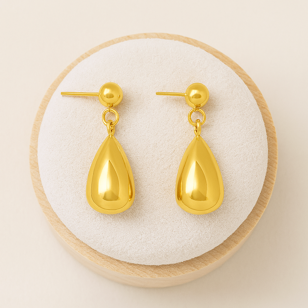 Teardrop Drop Dangle Earrings 925 Sterling Silver Yellow Plated