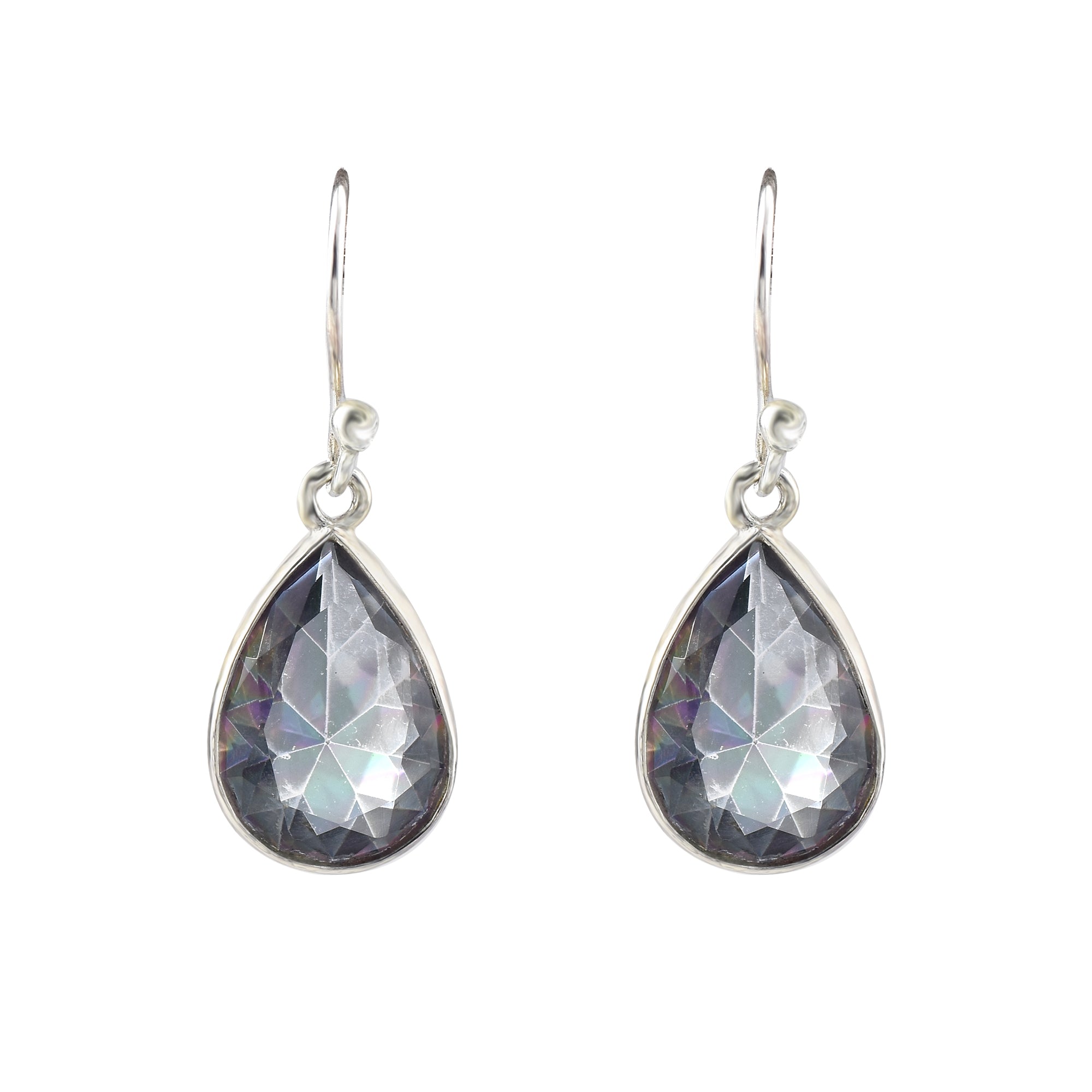 Pear-Shaped Mystic Topaz Teardrop Dangle Earrings 925 Sterling Silver