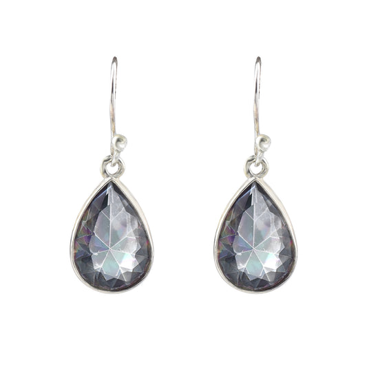 Pear-Shaped Mystic Topaz Teardrop Dangle Earrings – 925 Sterling Silver