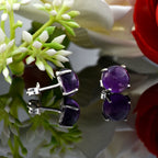 Round Amethyst Stud Earrings 925 Sterling Silver