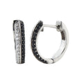 Round Black Spinel Huggie Hoop Earrings 925 Sterling Silver