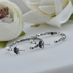 Textured Dot Pattern Hoop Earrings 925 Sterling Silver Oxidized