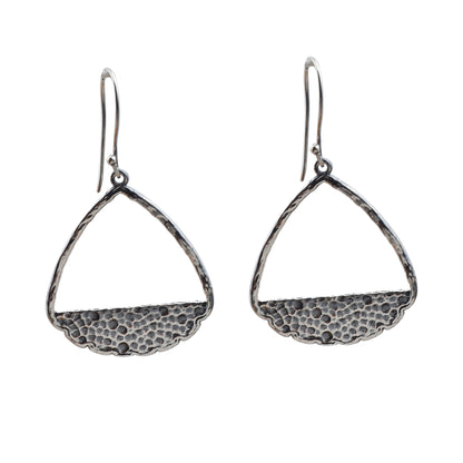 Hammered Open Triangle Dangle Earrings – 925 Sterling Silver