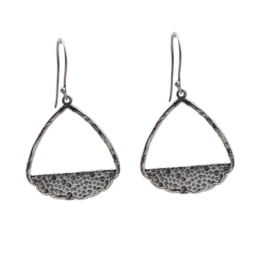 Hammered Open Triangle Dangle Earrings – 925 Sterling Silver