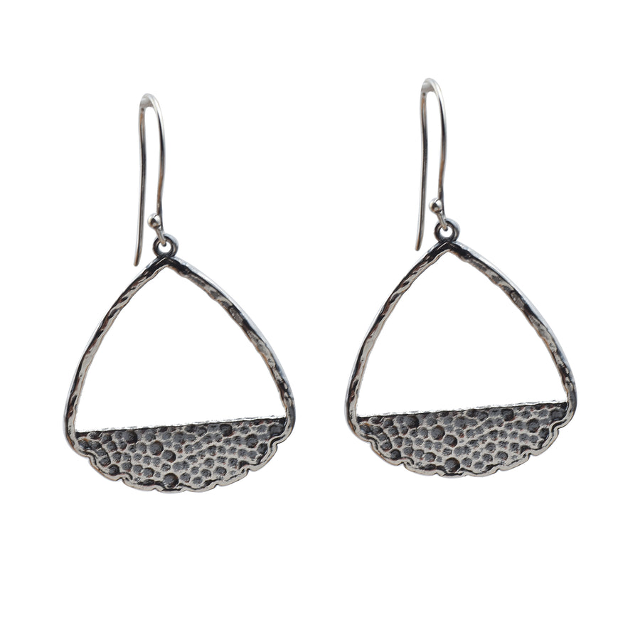 Hammered Open Triangle Dangle Earrings – 925 Sterling Silver