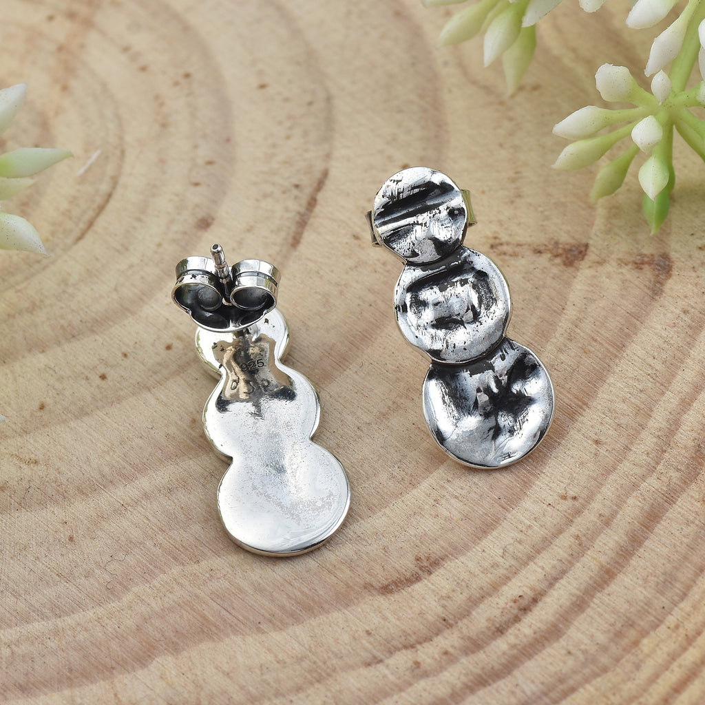 Hammered Modern Textured Statement Stud Earrings 925 Sterling Silver